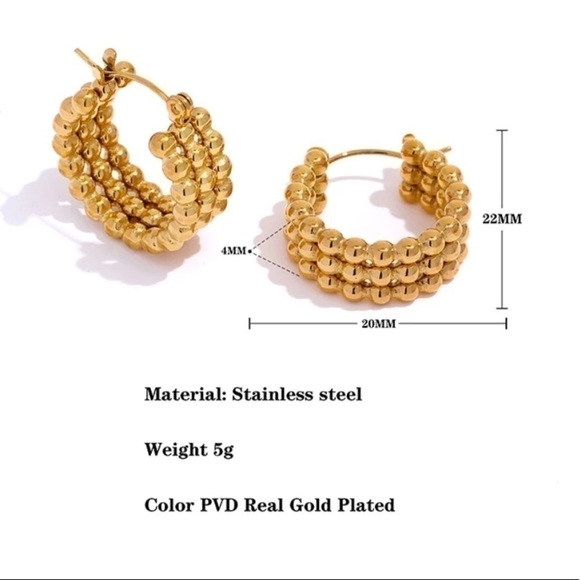 𝅺NEW 18k Gold Plated Triple Hoop Huggie Earrings - Picture 5 of 10